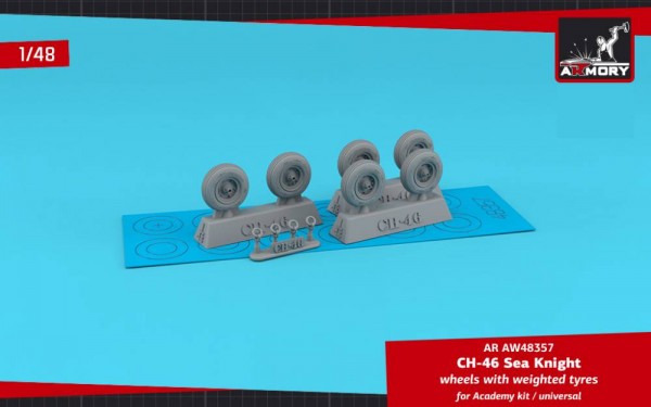 AR AW48357   CH-46 Sea Knight wheels w/ weighted tyres (1/48) (thumb81031)